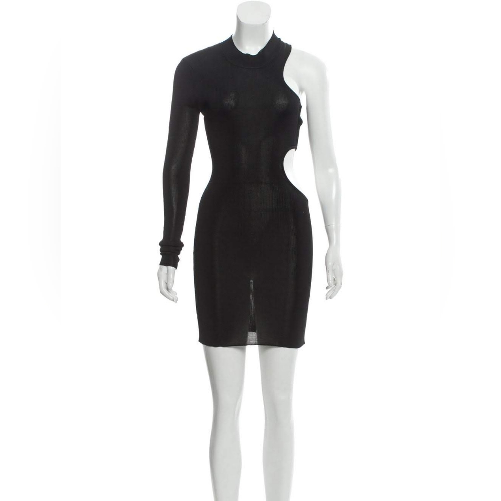 NWT sz S $740 Beau Souci ribbed knit cutout dress